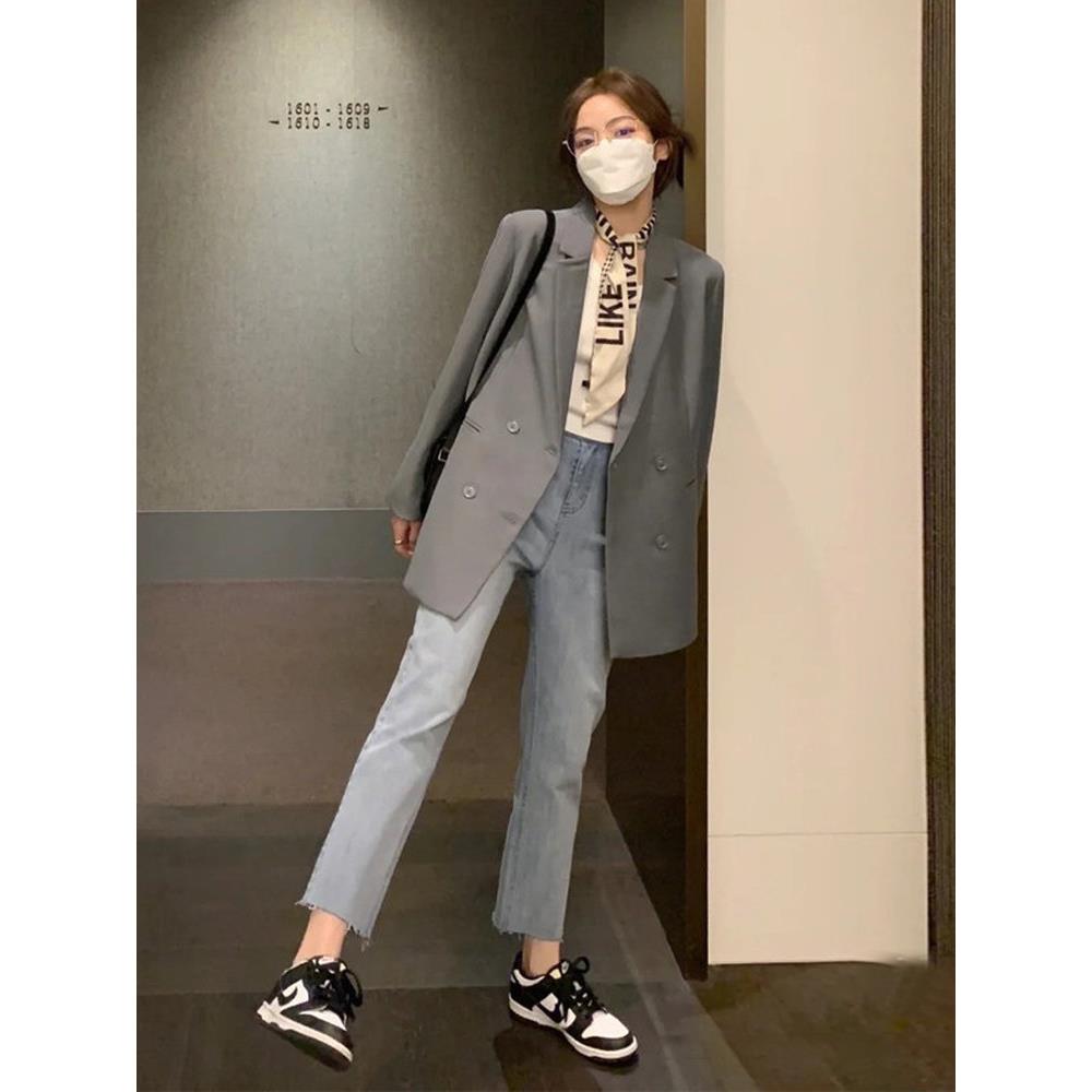 LILY MOST高级感灰色西装外套女春新款小个子韩版宽松休闲西服潮