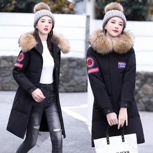 Capacity Kiss黑色羽绒连帽外套加厚保暖 显瘦中长款通勤派克服