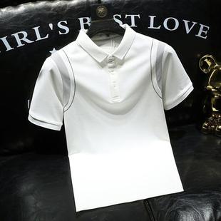 翻领T恤简约大气男装 男士 2025年新款 polo衫 高端轻奢休闲拼接短袖