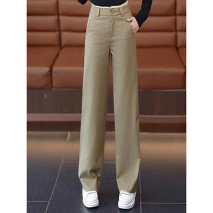 新款 2025年春季 高腰修身 窄直腿裤 触摸小姐时尚 宽腿裤 休闲运动裤