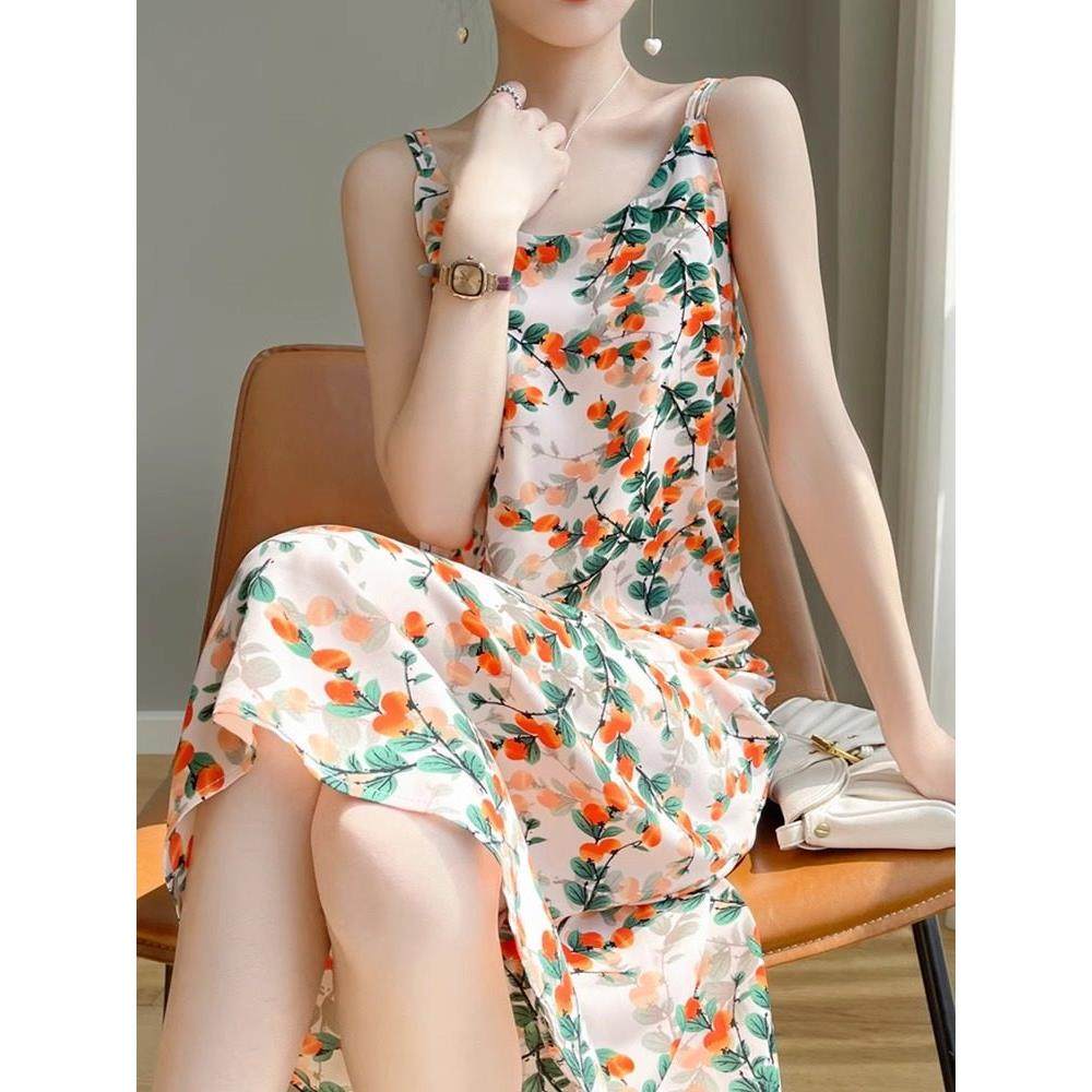 RAGR 印花圆领真丝吊带裙 氛围感散发出知性韵味展现出美的那一面