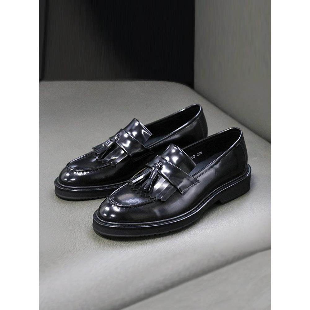 厚底乐福鞋男亮面增高一脚蹬休闲皮鞋真皮透气防滑懒人套脚豆豆鞋,流行男鞋,乐福鞋（豆豆鞋）,淘宝优惠券,粉丝福利购,淘宝优惠卷