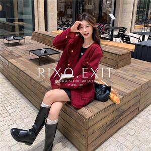 RIXO EXIT法式安可拉红流苏小香风外套女春秋高级感名媛短款上衣