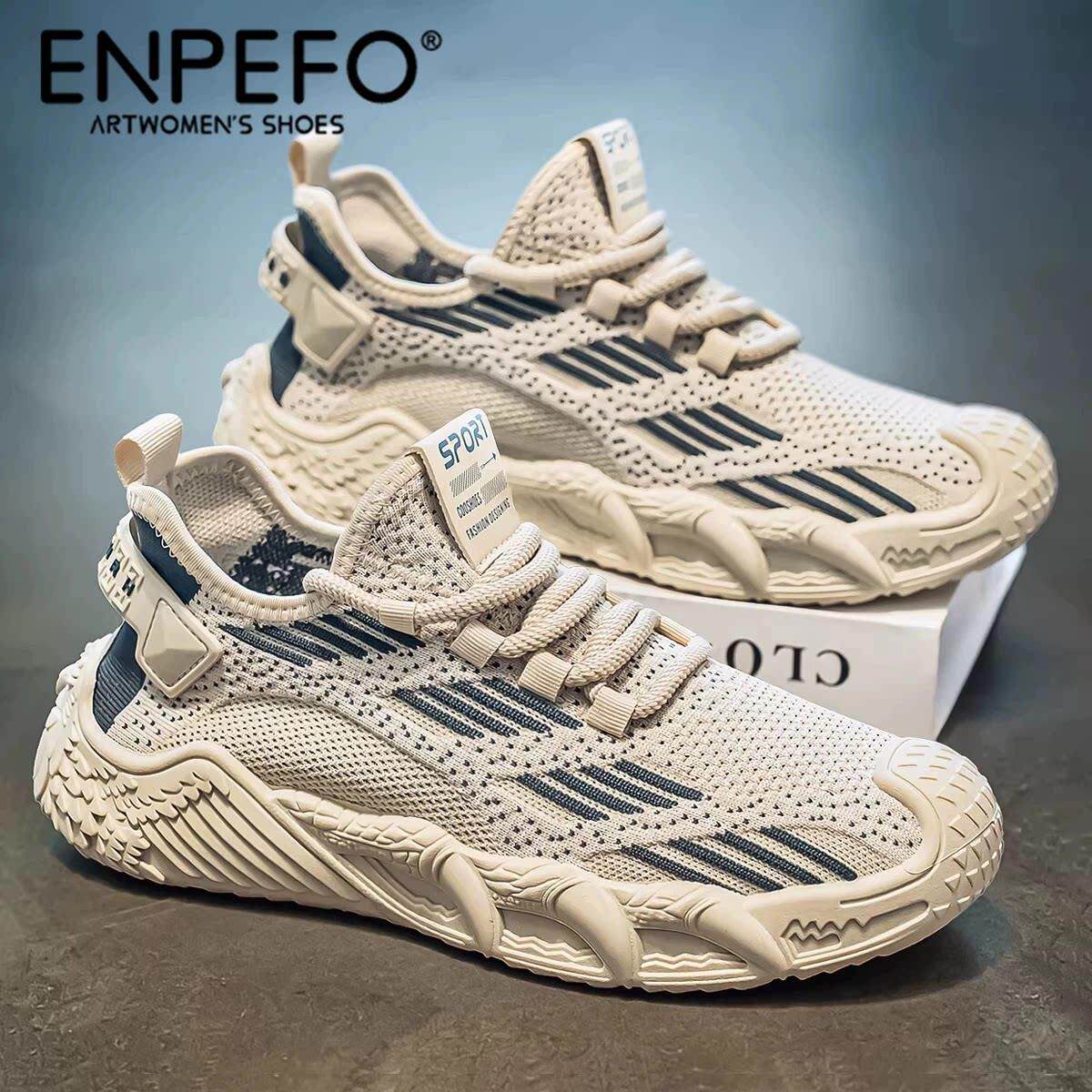 ENPEFO【法式】男鞋夏季透气网面运动休闲鞋轻便软底系带跑步鞋