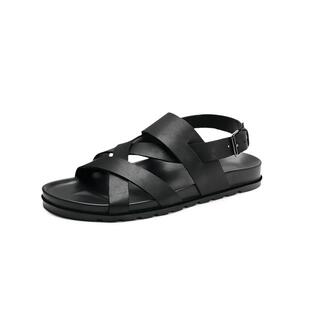 男士凉鞋高端手工夏季新款牛皮沙滩鞋时尚外穿镂空透气休闲凉拖鞋