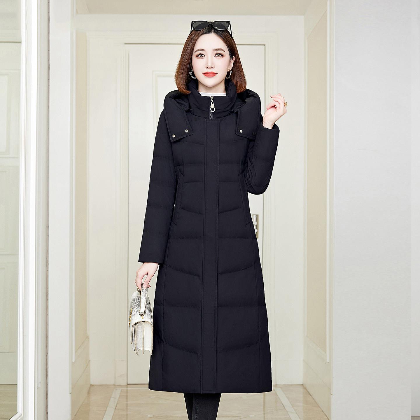 梵薇兰时尚气质妈妈羽绒服女长款2026冬季新款过膝白鸭绒品牌外套
