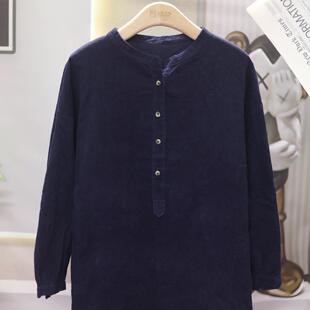 上衣女 衬衫 2635 复古灯芯绒纯色百搭显瘦遮肉长袖 春秋新款