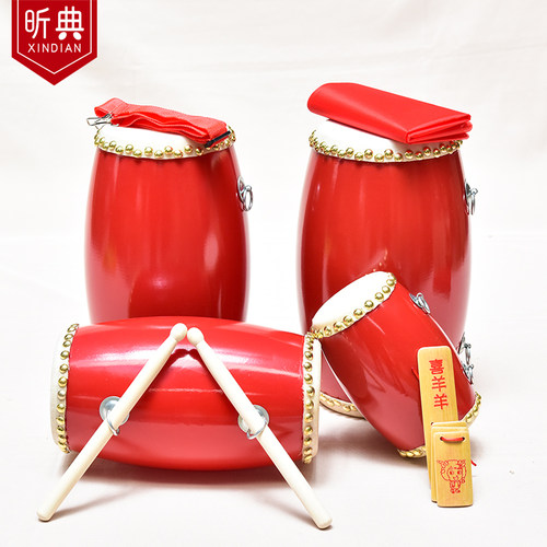 腰鼓实木鼓身头层牛皮儿童