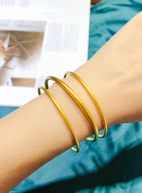 3D硬金古法黄金传承手镯细手环女款999足金三生三世手镯纯金镯子