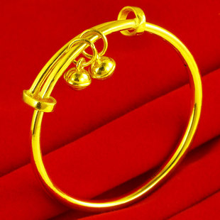 宝宝黄金手镯9999足金男女小孩儿童满月婴儿纯金镯子光面按克