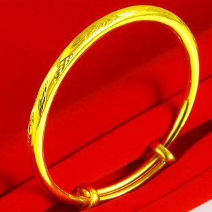 黄金手镯9999足金女款纯金镯子龙凤镯结婚首饰送老婆素金按克