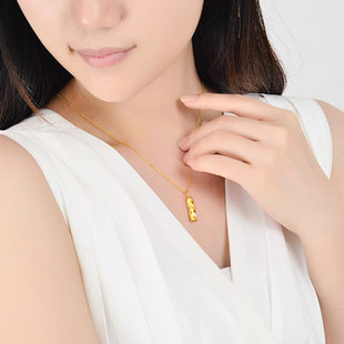 黄金项链吊坠9999足金男女空心圆柱纯金坠子生肖龙柱真金饰品