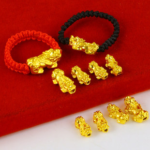 黄金貔貅戒指男女999足金24K纯金3D硬金真金子串手链编戒指小