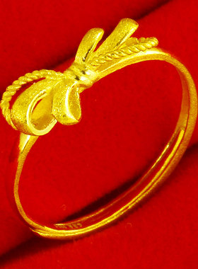 黄金戒指9999足金女款活口蝴蝶结专柜纯金食指环年轻人素金子