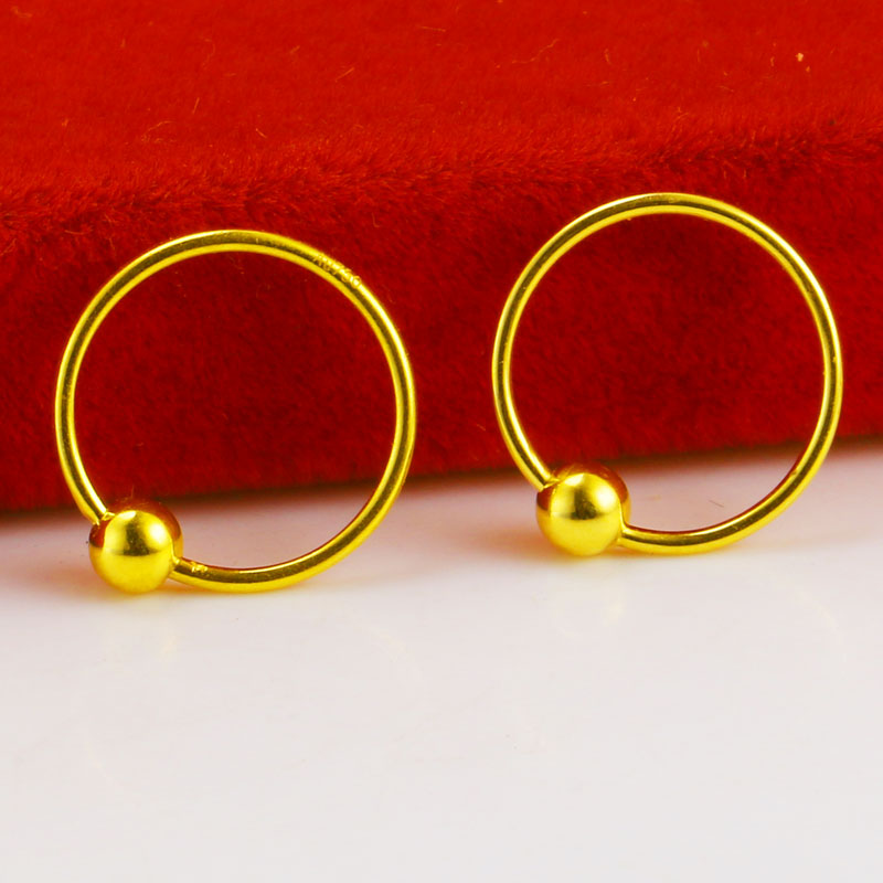 黄金耳环999足金纯金耳圈小号真金子AU750金首饰送妈妈简单款
