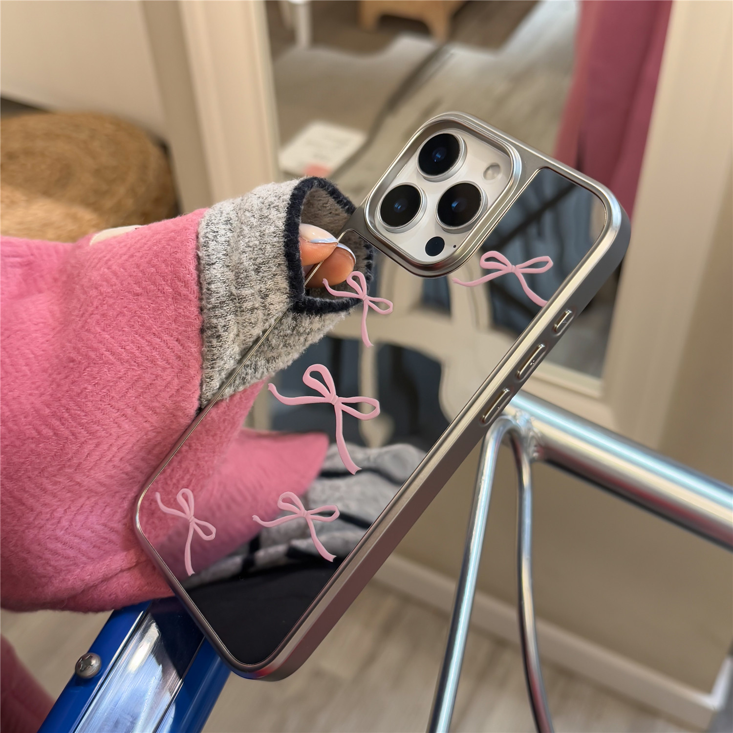 玩壳总动员 温柔蝴蝶结！韩国ins风磁吸镜面少女适用苹果17promax银框手机壳iphone16/15原创简约保护套,3C数码配件,手机保护套/壳,淘宝优惠券,粉丝福利购,淘宝优惠卷