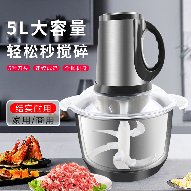 跨境220V欧规英规家用5L3L绞肉机大容量不锈钢电动料理机菜馅机