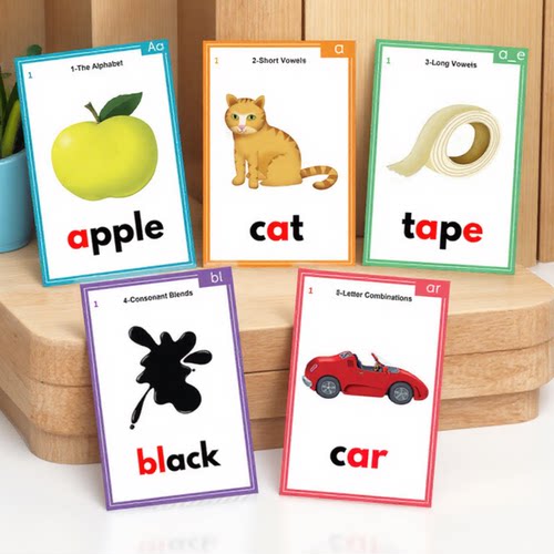 牛津自然拼读英语单词闪卡大卡片过塑封教学教师教具课堂phonics