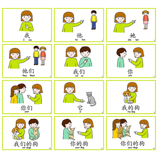 人称代词卡片英语单词语法主宾格代替名词英文闪卡幼儿训练教具