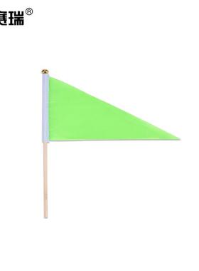 安赛瑞三角手摇实心杆小彩旗14x21cm手摇指挥裁判旗100面装绿色31