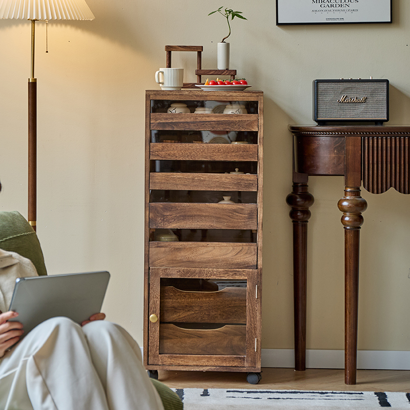 北美胡桃色实木牙科柜落地