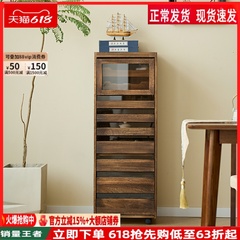 胡桃色桌上牙科柜六层抽屉式实木收纳柜茶水柜储物柜茶具柜中古柜