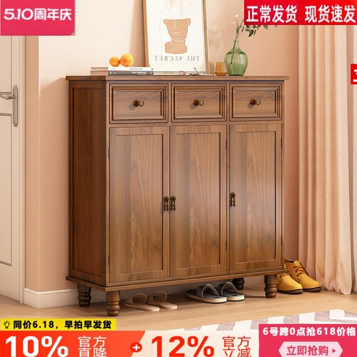 门口实木客厅入户鞋柜简易