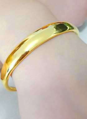 黄金手镯女款9999足金光面真金首饰纯金镯子按克数送妈妈礼物