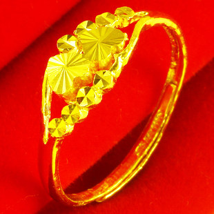 黄金戒指9999足金女款心形心心相守纯金子结婚首饰送老婆礼物