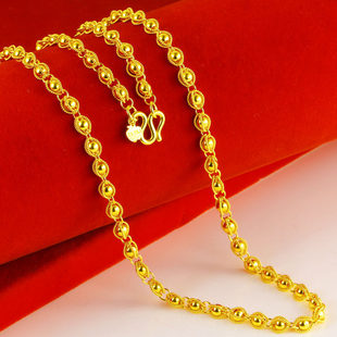 黄金项链9999足金男女纯金链子线包珠转运珠真金圆珠链按克重