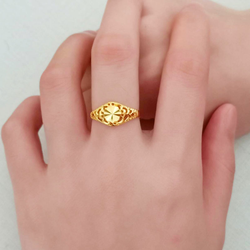 黄金戒指999足金色AU750纯金首饰不掉色真金送自己结婚送妈妈