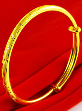 黄金手镯9999足金女款纯金镯子满天星真金首饰按克送妈妈礼物