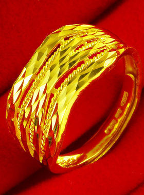 黄金戒指女款9999足金纯金指环素圈素金结婚首饰按克重送老婆