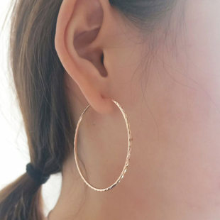 黄金耳环女士彩金耳饰18k金专柜玫瑰金大圈圈圆圈纯金子潮人