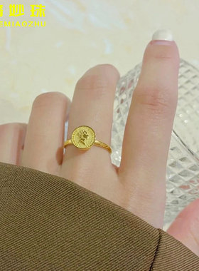 新款5G黄金女王戒指足金999女王牌指环女士时尚简约活口纯金戒指