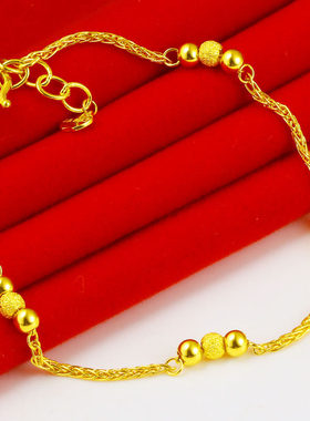 黄金手链9999足金女款纯金手串转运珠真金手镯生日礼物送老婆