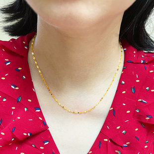 黄金项链9999足金女款纯金链子满天星结实素链锁骨送老婆按克
