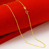 黄金项链女款 18k金链子AU750彩金水波链细款 锁骨链玫瑰金送礼