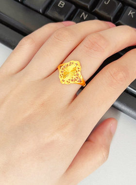 黄金戒指9999足金女款纯金指环新娘结婚首饰素金按克重送女友