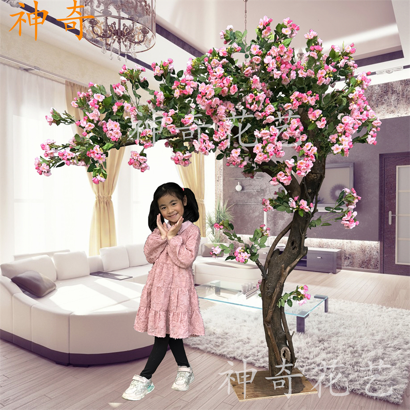 仿真海棠花假树桂花树大型室内樱花婚庆装饰酒店商场道具造景摆件
