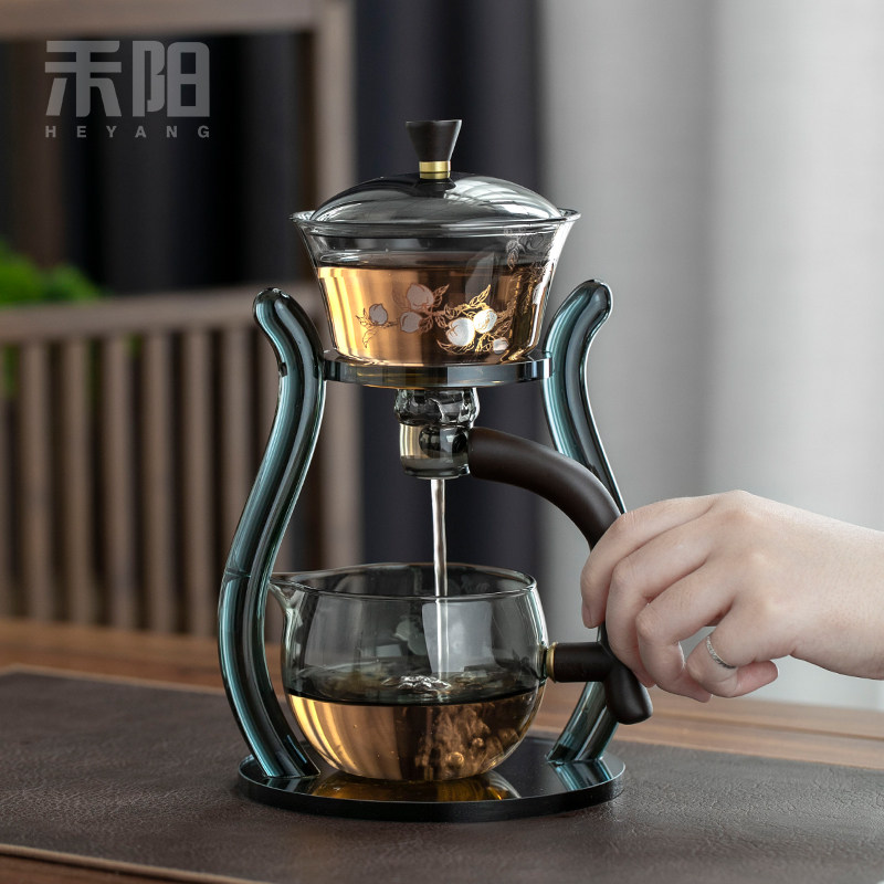 禾阳玻璃懒人自动茶具套装家用磁吸感应茶壶功夫泡茶神器喝茶高档