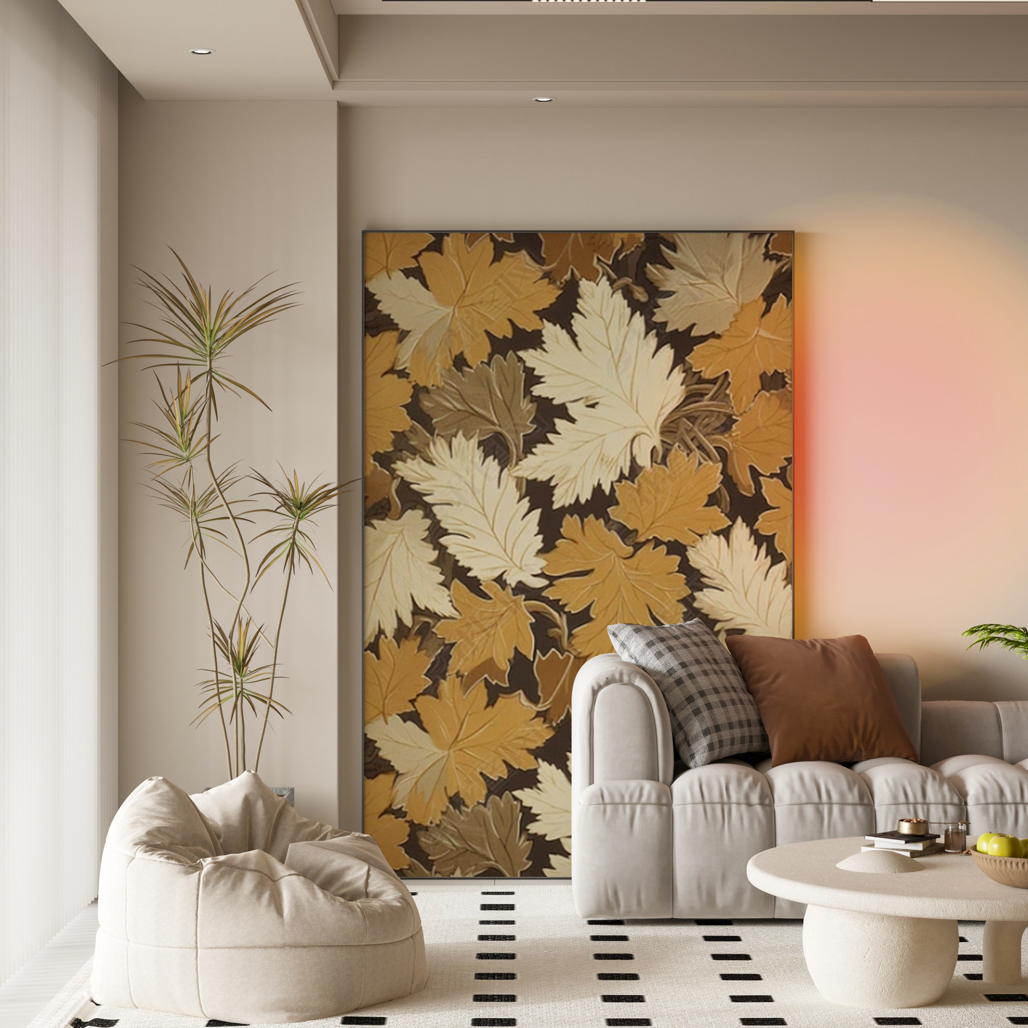 客厅装饰画现代简约花纹树叶纹理玄关沙发背景墙装饰画大幅落地画,家居饰品,现代装饰画,淘宝优惠券,粉丝福利购,淘宝优惠卷