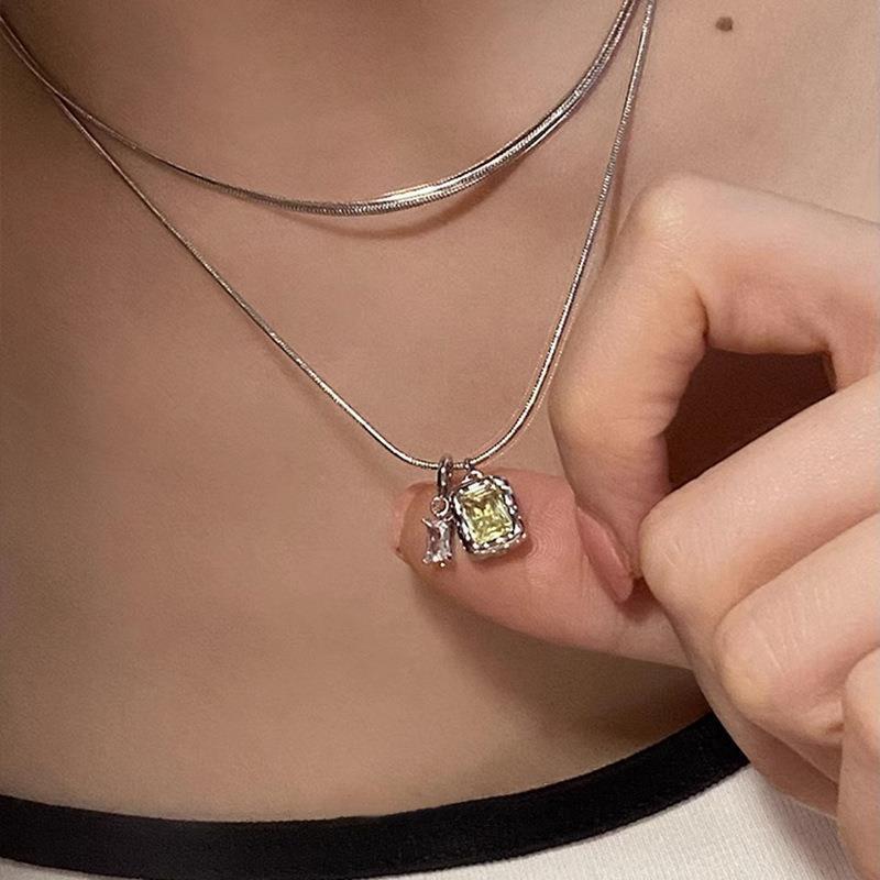 一恋双层气质项链女简约时尚高级感锆石S925银锁骨链百搭韩版网红