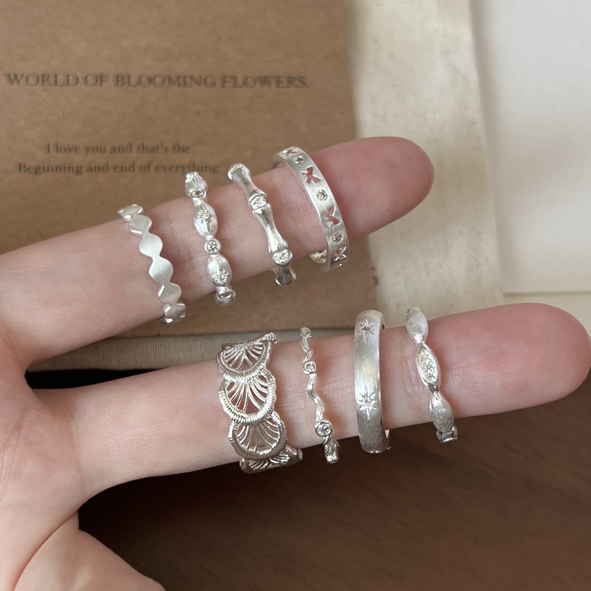 一恋甜美百搭气质细圈叠戴戒指女小众设计感优雅时尚开口指环食指