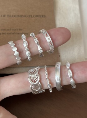 一恋甜美百搭气质细圈叠戴戒指女小众设计感优雅时尚开口指环食指