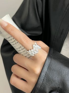 一恋小众设计水滴戒指女复古简约时尚百搭开口指环高级感个性食指