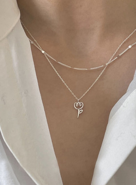 一恋创意抽象郁金香花朵项链女小众设计感时尚百搭精致气质颈链锁