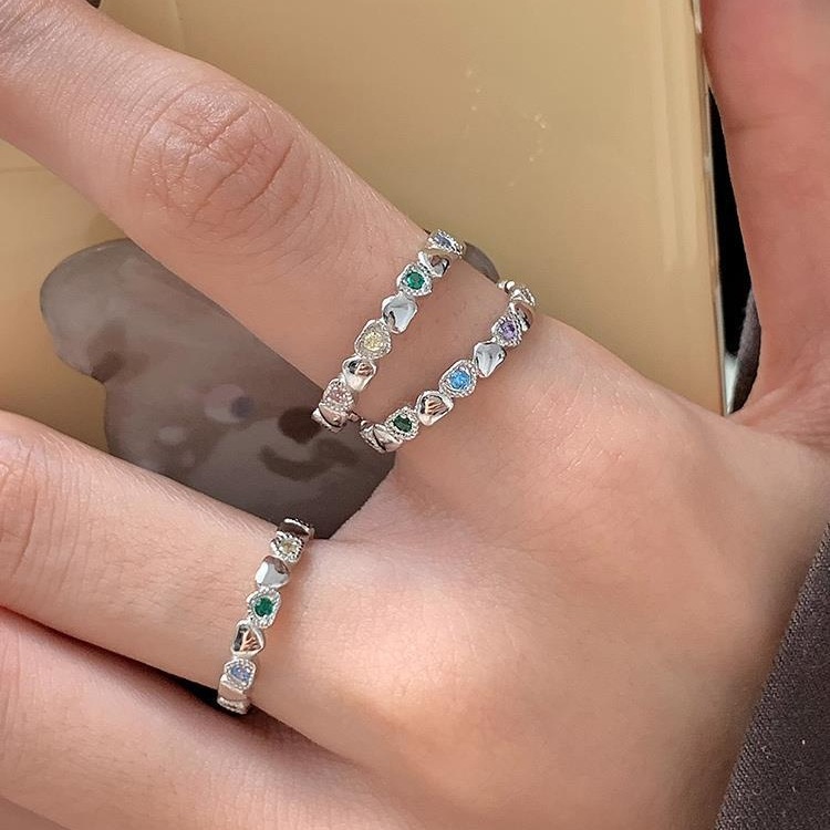 一恋简约爱心叠戴戒指女韩版时尚个性开口指环ins小众气质优雅食