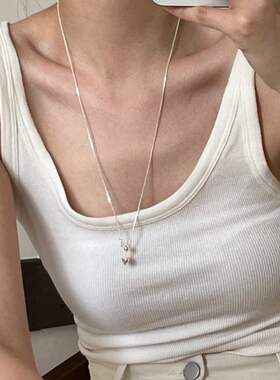 一恋抽拉可调节爱心流苏项链女多