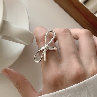 一恋夸张蝴蝶结戒指女几何冷淡风简约线条开口指环小众个性百搭食